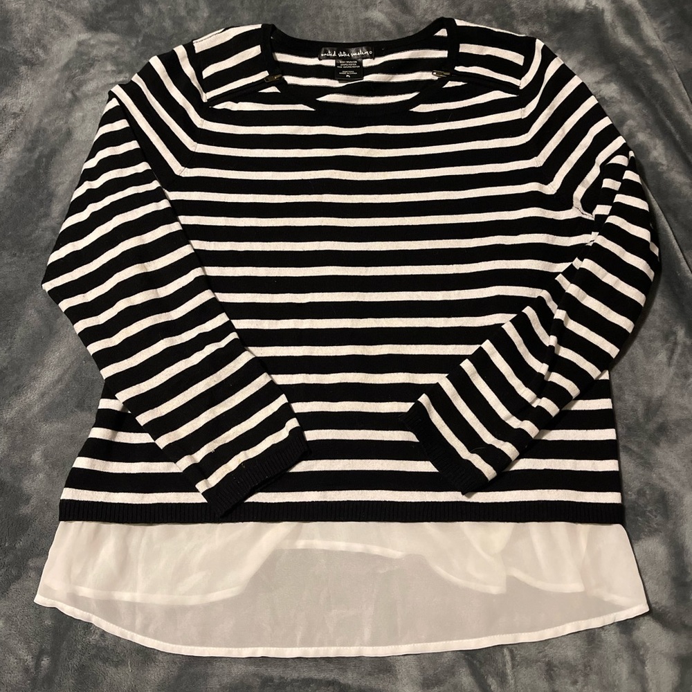 Striped sweater with layering detail